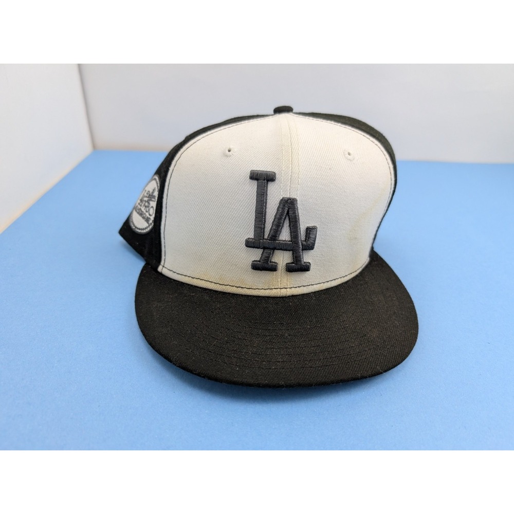 New Era Cooperstown MLB LA Dodgers Black White 59FIFTY Flat Hat 7 3/4